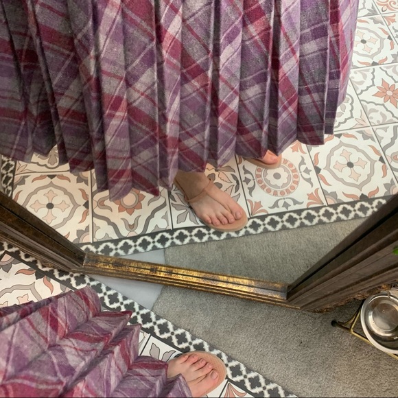 Vintage Wool plaid 70s pleat midi a-line skirt xs - Picture 3 of 9